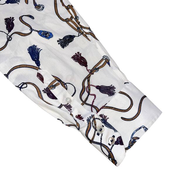 Talbots Button Up Shirt Equestrian Tassel Shirt - Picture 7 of 11